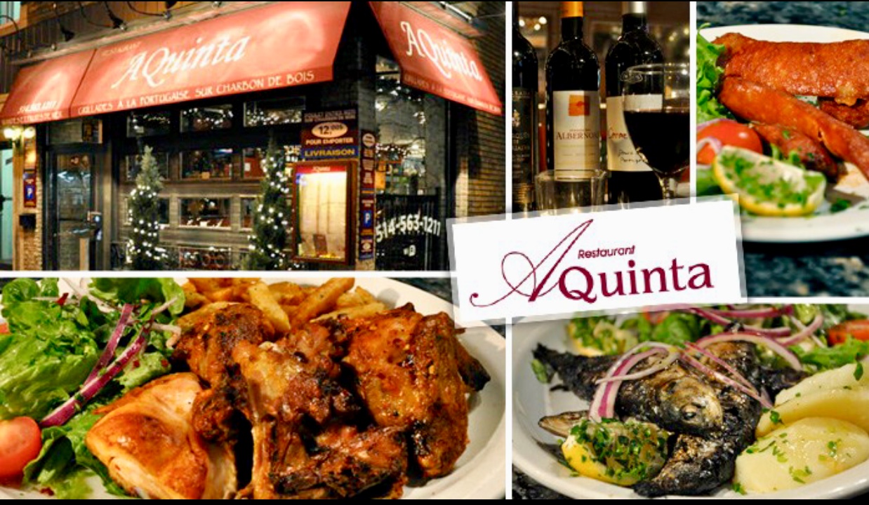 Un collage de photos présentant les délicieux plats proposés au restaurant Aquinta.