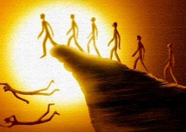 Une photo d'un groupe de personnes sur une falaise, dégageant une atmosphère de spiritualité créatrice.