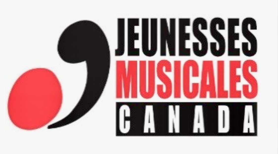 Le logo des Jeanneses Musicales Canada présente une ambiance de concert avec une touche d'apéro.