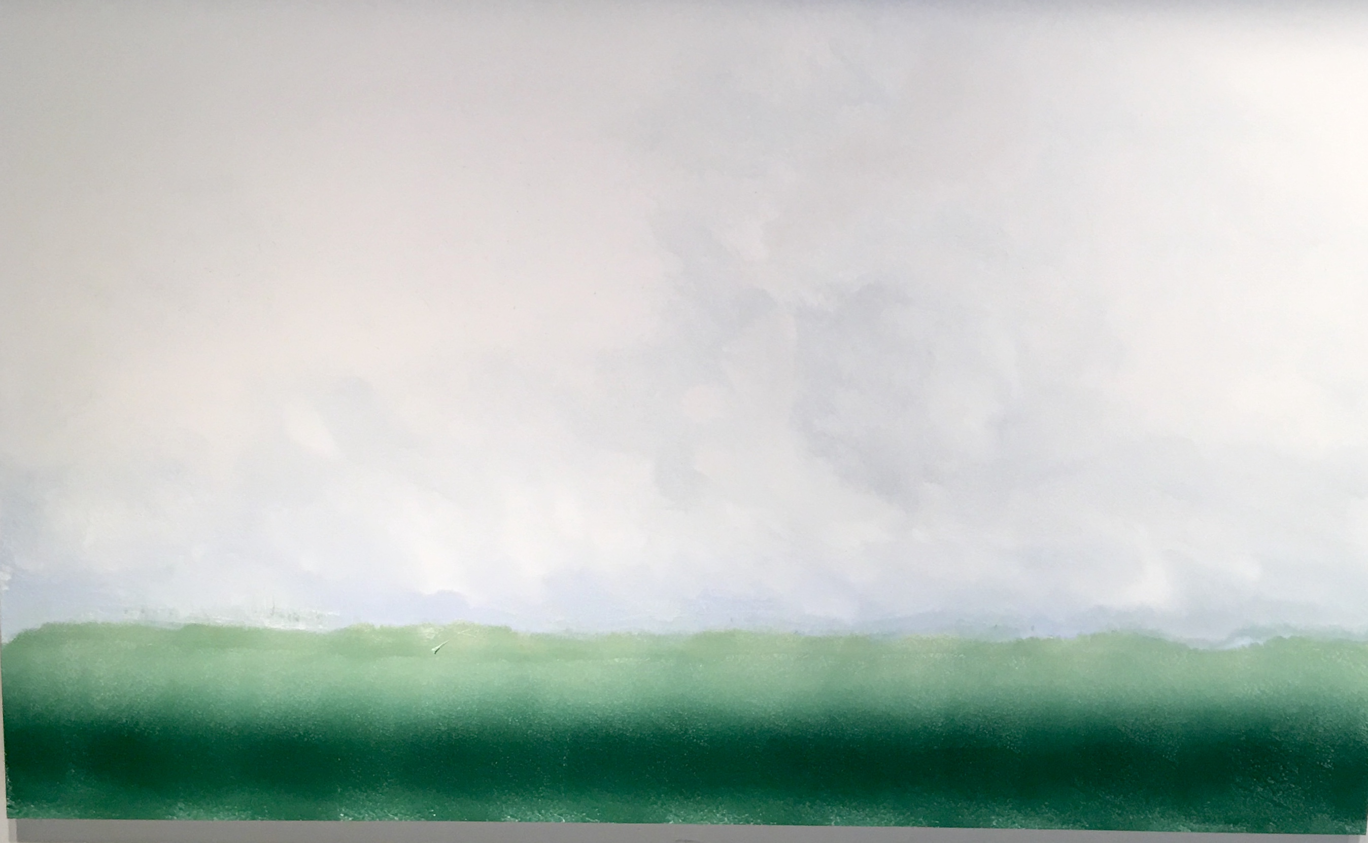 Une exposition mettant en vedette la peinture de Jacques Lamotte sur un fond vert et blanc vibrant.