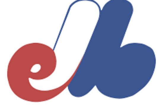 Un logo "Les Expos" bleu et rouge avec la lettre b.