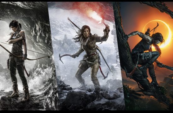 Les jeux vidéo Tomb Raider sont affichés sur un fond noir.
