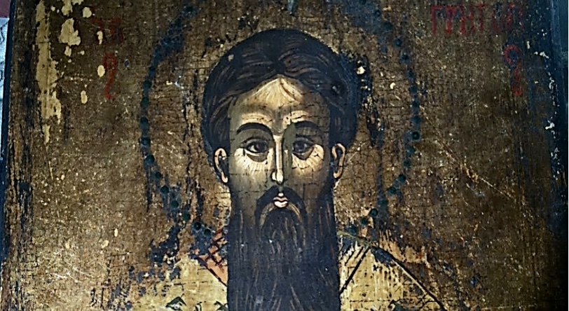 Une ancienne icône en bois de Saint Jean-Baptiste avec une essence spirituelle.