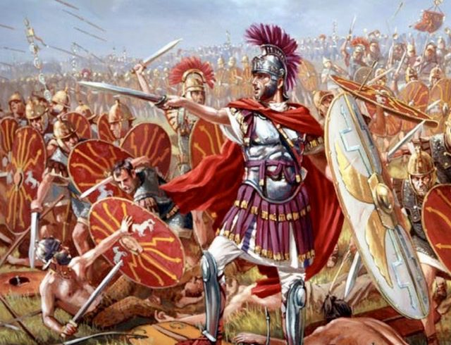 Une peinture spirituelle capturant un soldat romain entouré d’une foule hypnotisée, évoquant une profonde contemplation philosophique.