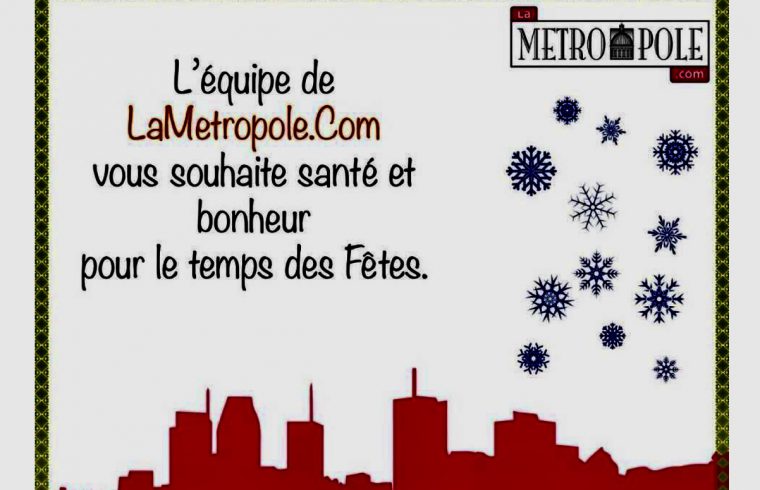 Une pancarte blanche avec une silhouette de ville et des flocons de neige, parfaite pour une ambiance festive de Noël.