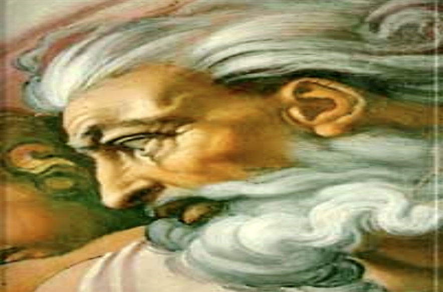Un tableau philosophique mettant en scène un homme âgé à la barbe majestueuse.