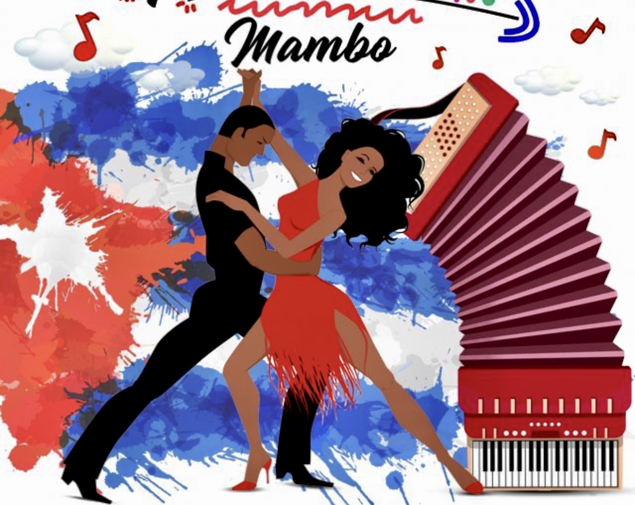 Un homme et une femme dansant le mambo avec un accordéon.