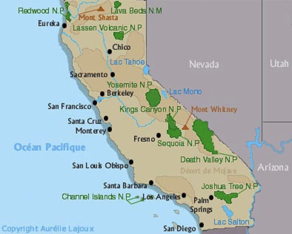 Carte des vins de Californie Carte des vins de Californie.