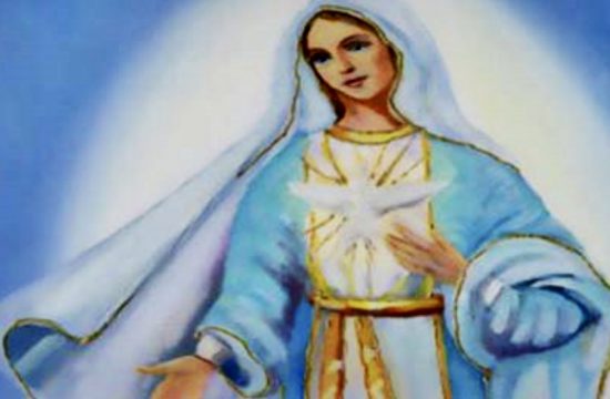 Une peinture d'inspiration philosophique représentant la Vierge Marie tenant une étoile.