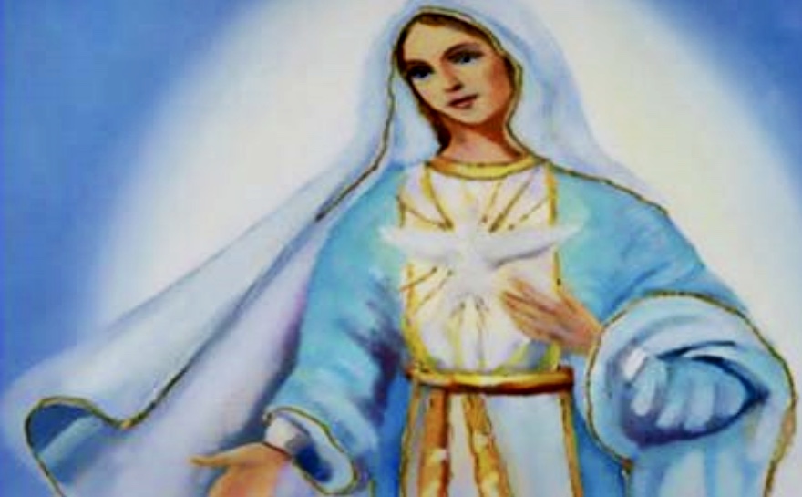 Une peinture d'inspiration philosophique représentant la Vierge Marie tenant une étoile.