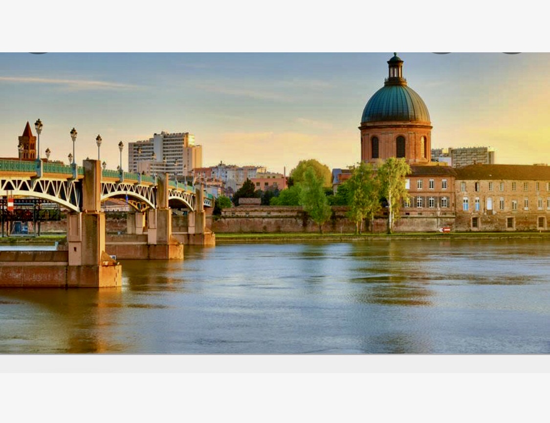 Toulouse, une ville avec un pont et une rivière en arrière-plan.