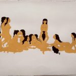 Exposition à Paris : Une peinture représentant un groupe de femmes nues présentée lors d'une exposition d'art dans la capitale française.