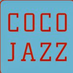 Le logo Coco Jazz sur fond bleu.