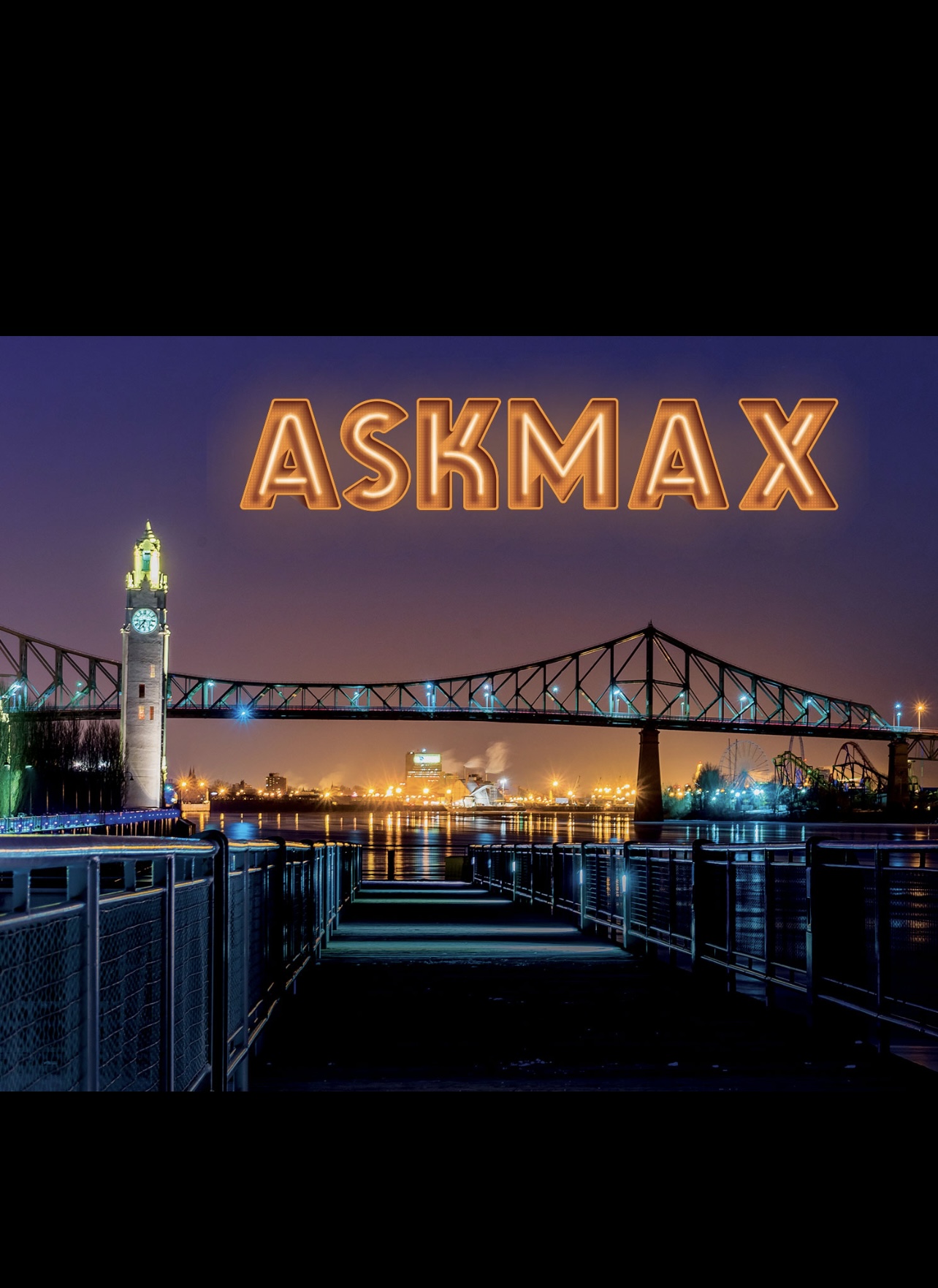 Le logo AskMax avec un pont dynamique en arrière-plan, incarnant l'esprit de notre communauté florissante et performante.