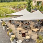 Le vignoble Rivière du Chêne, avec 25 ans de réussite, vous propose un espace repas extérieur magnifiquement implanté au milieu de ses vignes.