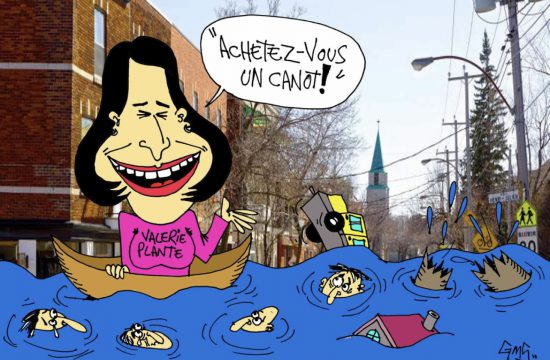 Achetez-vous un canot! Un dessin animé fantaisiste représentant une femme profitant d’une promenade en canoë.