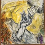 Une peinture de Chagall représentant Jésus tenant un rouleau.