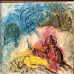 Une peinture de Chagall représentant un homme et une femme sur un lit au Coeur de Nice.