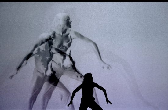 Un spectacle culturel mettant en vedette la silhouette fascinante d’une femme dansant sur scène.