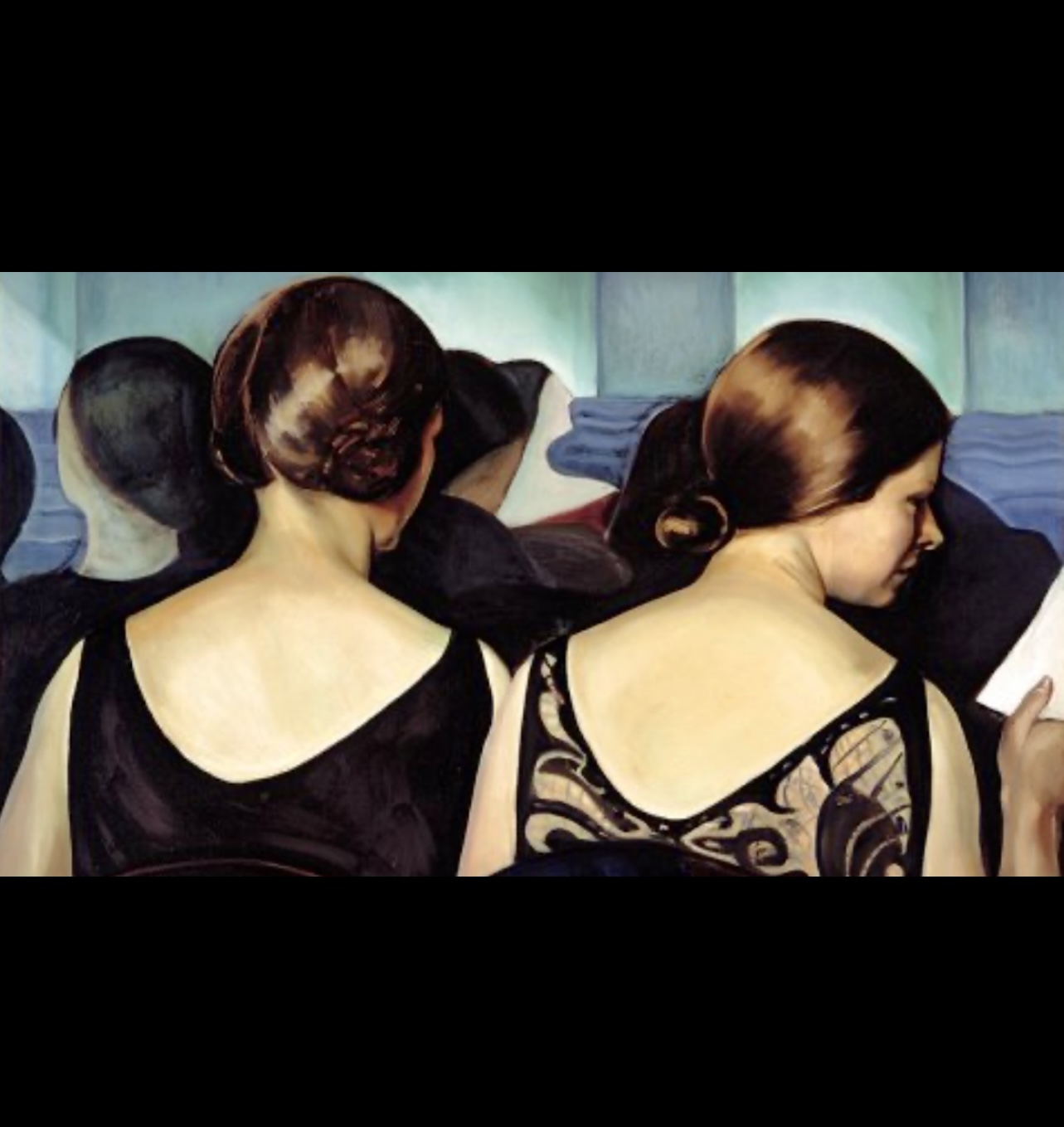 Les peintres de la côte du Beaver Hall – les femmes d’abord est un tableau captivant mettant en scène deux femmes élégamment assises en rangée.