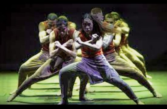 Un groupe envoûtant de danseurs se produisant sur scène sur Le livre de la jungle d’Akram Khan, créant un spectacle captivant pour le public.