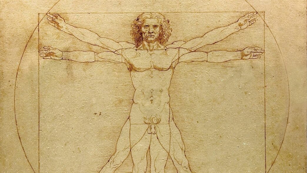 L'Homme de Vitruve de Léonard de Vinci (vers 1490). La réconciliation du logos mathématique et du logos symbolique. Crédit photo @Luc Viatourtiyr.